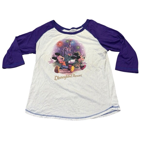Disney Parks Disneyland Resort Purple Baseball Tee Size XXL Mickey Minnie Pluto - Picture 1 of 5